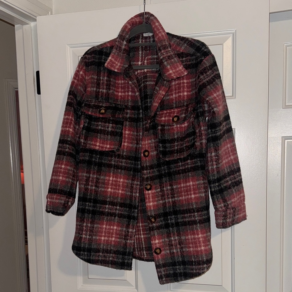 Plaid Kids Jacket - Pink and Black